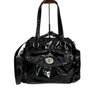 Coach Addison Multifunction Diaper Tote Bag LARGE Black Patent Leather VHTF
